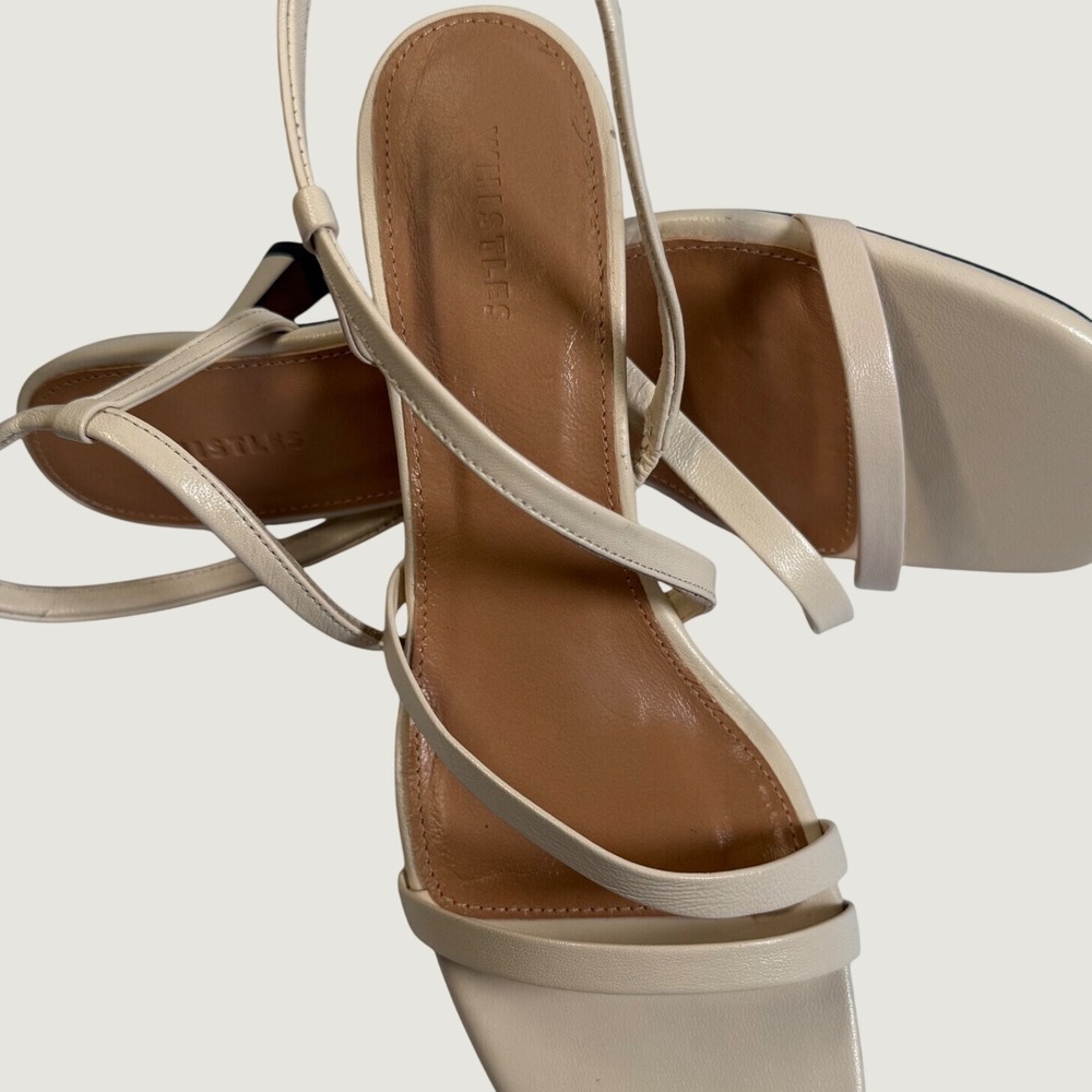 Whistles Stiletto Slingback Heels Sandals size 40 Cream Leather Strappy luxury